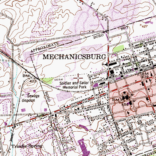 Topographic Map of Soldier and Sailor Memorial Park, PA