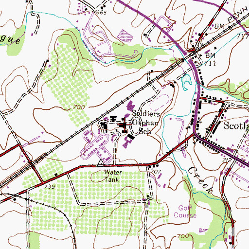 Topographic Map of Soldiers Orphan School, PA