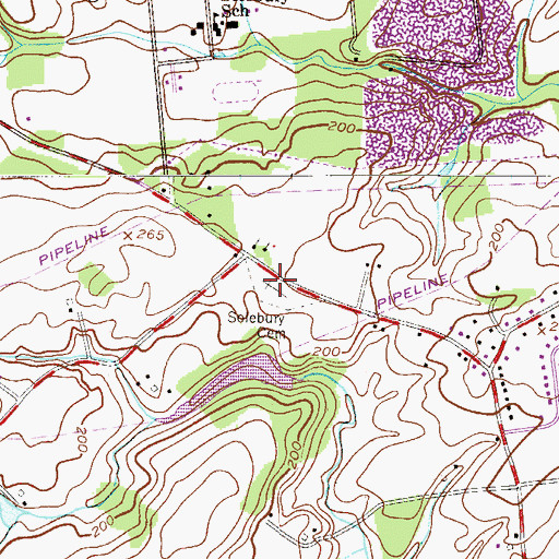 Topographic Map of Solebury Cemetery, PA