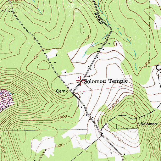 Topographic Map of Solomon Temple, PA