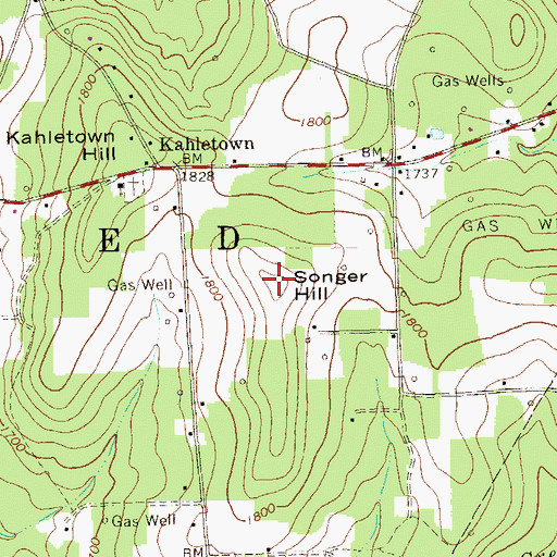 Topographic Map of Songer Hill, PA
