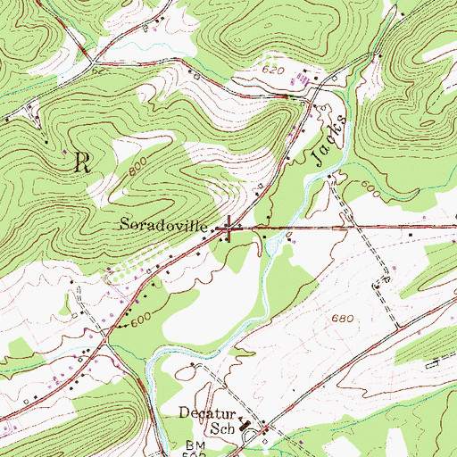 Topographic Map of Soradoville, PA
