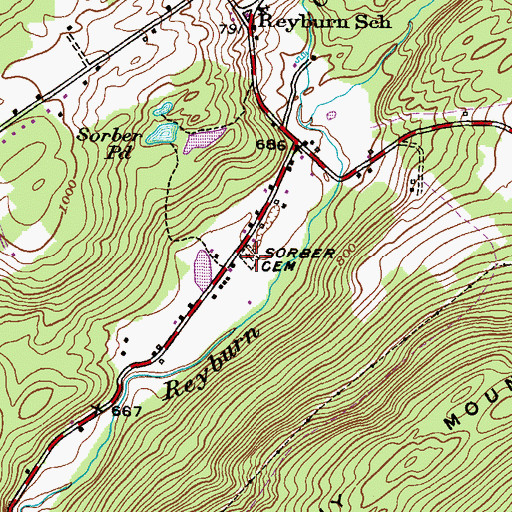 Topographic Map of Sorber Cemetery, PA