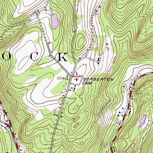 Topographic Map of Sorbertown Cemetery, PA