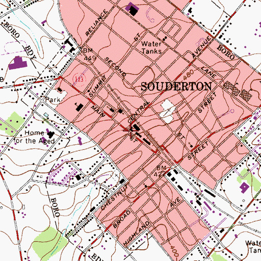 Topographic Map of Souderton, PA