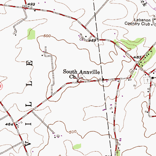 Topographic Map of South Annville Church, PA