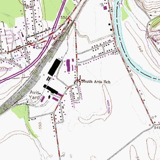 Topographic Map of South Avis School, PA