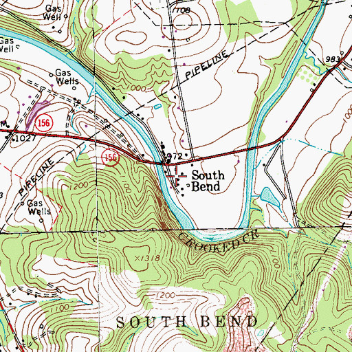 Topographic Map of South Bend, PA