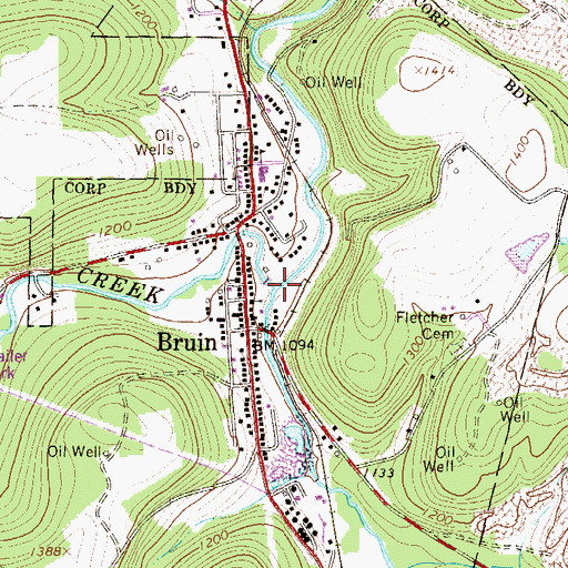 Topographic Map of South Branch Bear Creek, PA