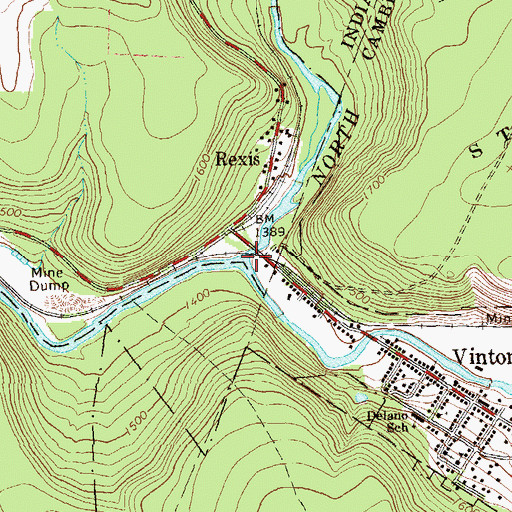 Topographic Map of South Branch Blacklick Creek, PA