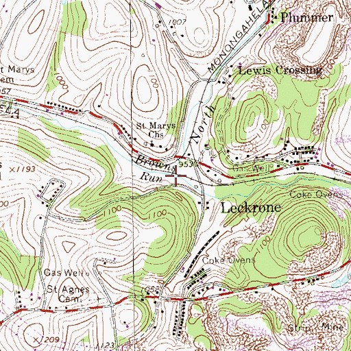 Topographic Map of South Branch Browns Run, PA