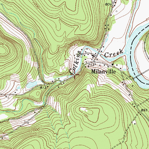 Topographic Map of South Branch Calkins Creek, PA