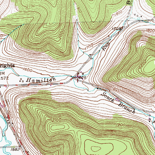 Topographic Map of South Branch Hamilton Run, PA