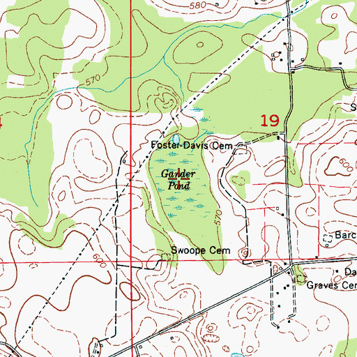 Topographic Map of Gander Pond, AL