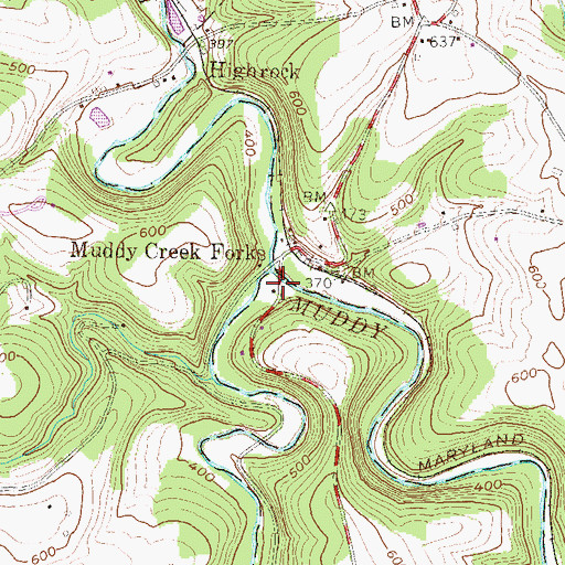 Topographic Map of South Branch Muddy Creek, PA