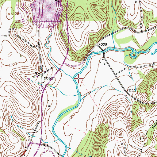 Topographic Map of South Branch Plum Creek, PA