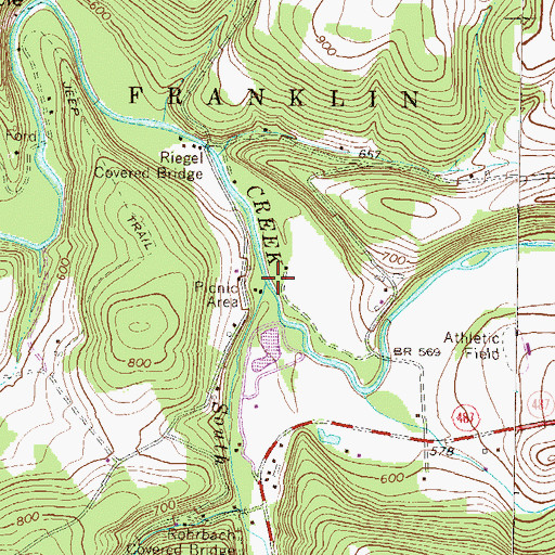 Topographic Map of South Branch Roaring Creek, PA