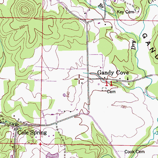 Topographic Map of Gandy Cove, AL
