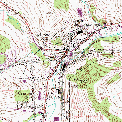 Topographic Map of South Branch Sugar Creek, PA