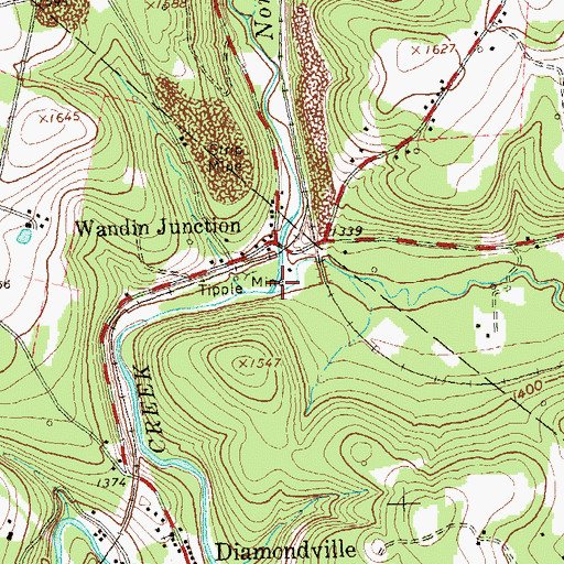 Topographic Map of South Branch Two Lick Creek, PA