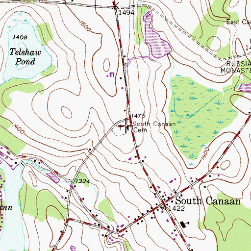 Topographic Map of South Canaan Cemetery, PA