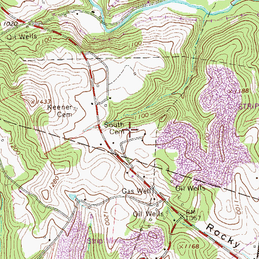 Topographic Map of South Cemetery, PA