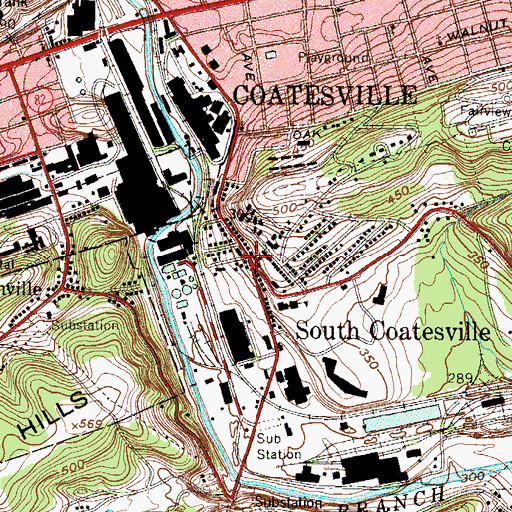 Topographic Map of South Coatesville, PA