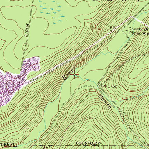 Topographic Map of South Creek, PA