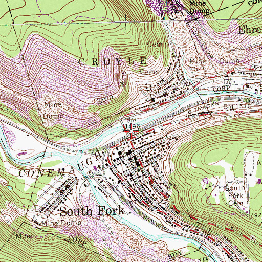 Topographic Map of South Fork, PA