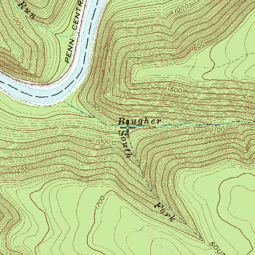 Topographic Map of South Fork Bougher Run, PA