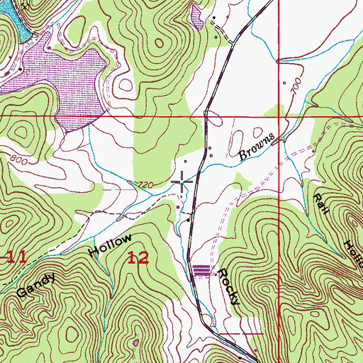 Topographic Map of Gandy Hollow, AL