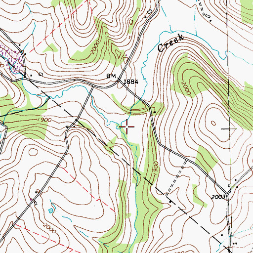 Topographic Map of South Fork Beaverdam Creek, PA