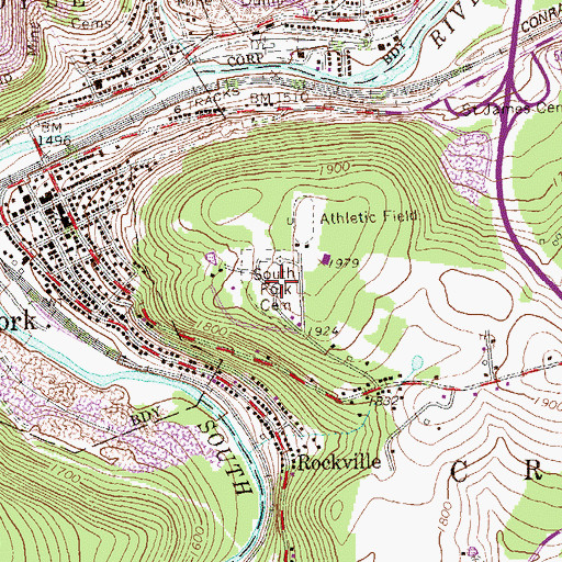 Topographic Map of South Fork Cemetery, PA