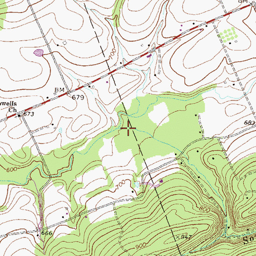Topographic Map of South Fork Powells Creek, PA