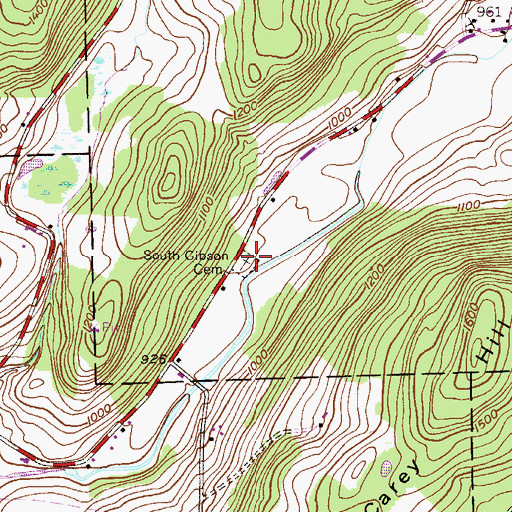 Topographic Map of South Gibson Cemetery, PA