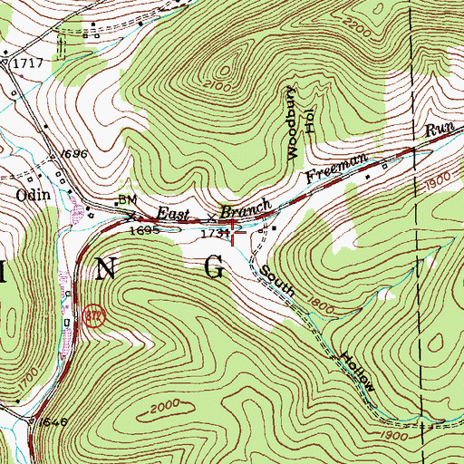 Topographic Map of South Hollow, PA