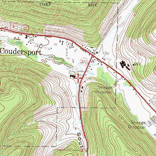 Topographic Map of South Hollow, PA