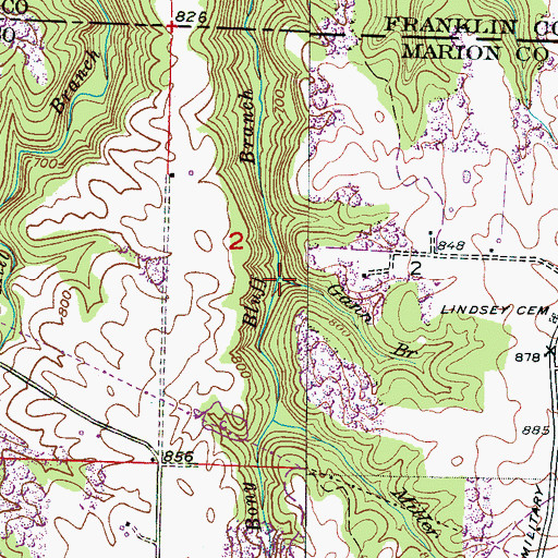 Topographic Map of Gann Branch, AL
