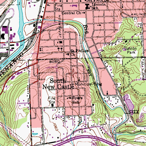Topographic Map of South New Castle, PA