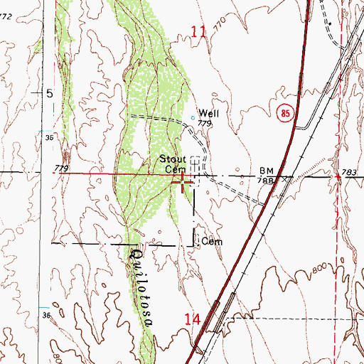 Topographic Map of Stout Cemetery, AZ