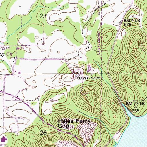 Topographic Map of Gant Cemetery, AL