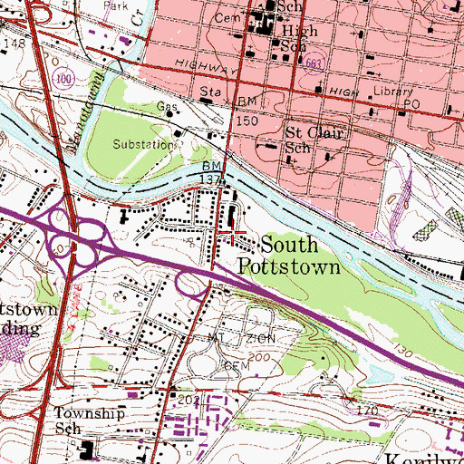 Topographic Map of South Pottstown, PA