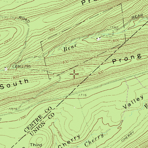Topographic Map of South Prong Thick Mountain, PA
