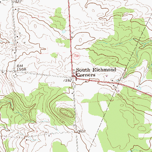 Topographic Map of South Richmond Corners, PA