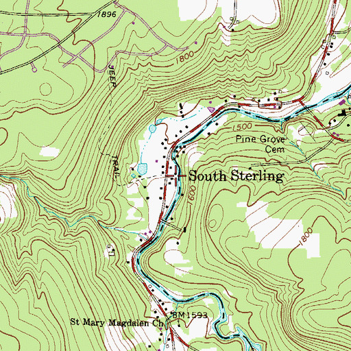Topographic Map of South Sterling, PA