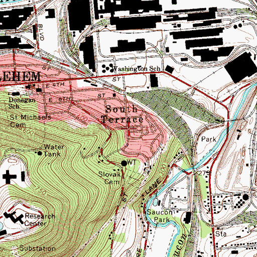 Topographic Map of South Terrace, PA