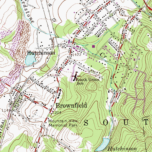 Topographic Map of South Union School, PA