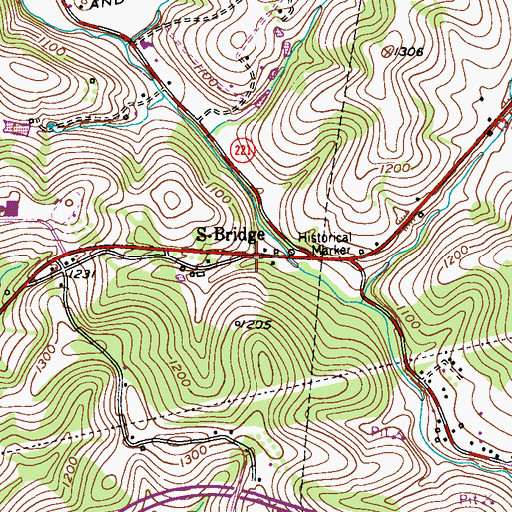 Topographic Map of South-Bridge, PA
