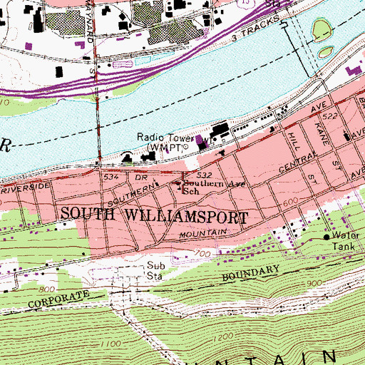 Topographic Map of Southern Avenue School, PA