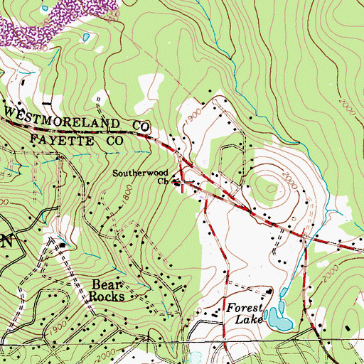 Topographic Map of Southerwood Church, PA